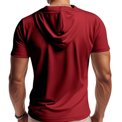Mens Hooded Shirts Zipper Short Sleeve/Sleeveless Tshirts Workout Sport Loose Fit Breathable Summer Tops with Pockets3