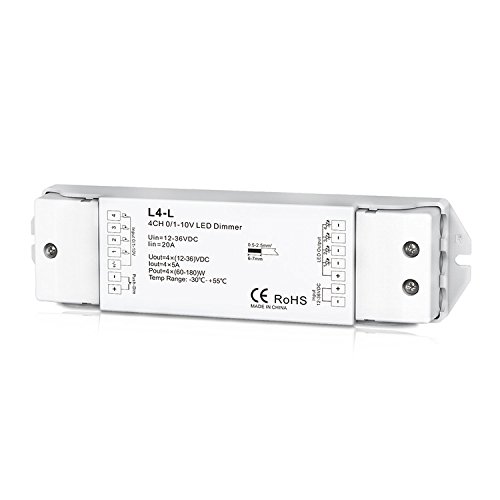 4 Channel 0/1-10V LED Dimming Controller 4CH 5A/CH Smooth Dimming without any flickering 12-36VDC
