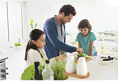 Salt And Pepper Shakers Set With A Bamboo Tray Ceramic Salt Shaker White Salt And Pepper Shaker Simplicity Salt And Pepper Set #TOP5