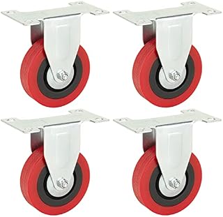 75mm Polyurethane Fixed Casters (RED PU) - Heavy Duty - Furniture, Appliance & Equipment Wheels by Bulldog Castors - Max 300Kg Per Set