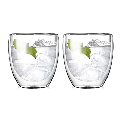 camako Double Wall Insulated Glasses Mugs (Set of 2),Coffee Mugs,Tea Cups,Drinking Glassware for Cold or Hot Drinks (250ML) Cover