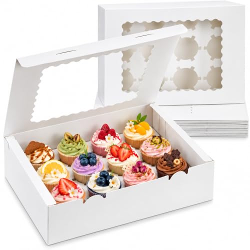 Hoewina 6PCS Cupcake Boxes Hold 12 Cupcakes, Cupcake Contain...
