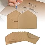 Enveloppes en Papier Kraft, Enveloppe en Papier Kraft Vintage, Papier kraft Enveloppes, 15.5 X 10.5 cm Mini Enveloppe Mignon Enveloppe de Carte Cadeau pour Noël Thanksgiving Mariage Cartes, 12 Pièces