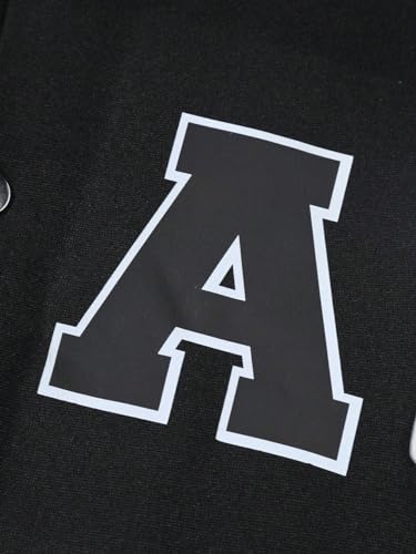 WDIRARA Men's Letter Print Two Tone Baseball Jacket Drop Shoulder Long Sleeve Varsity Coat Outerwear4