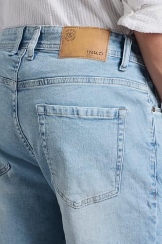 Image of INKD Men's Denim Shorts for Men - Mid-Rise | Cotton Rich | Regular Fit (Available in Plus Sizes)