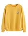 SweatyRocks Sweatshirt Women Pink Alien Patch Drop Shoulder Long Sleeve Shirt (Medium, Gold)