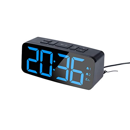 ONTA pingko - Despertador Digital con Radio FM, Gran Pantalla LED, función de repetición, Brillo Ajustable para Escritorio, Cocina, Dormitorio