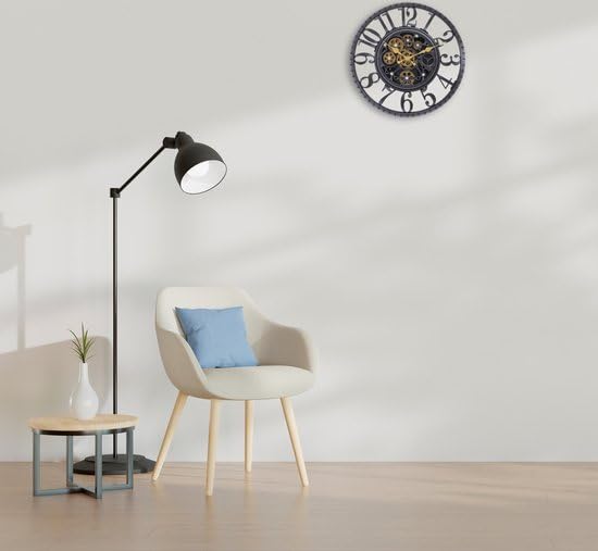 Reloj de pared industrial con engranajes móviles – Aspecto Vintage resistente – Retro – Perfecto para sala de estar, oficina y dormitorio – Único Eyecatcher