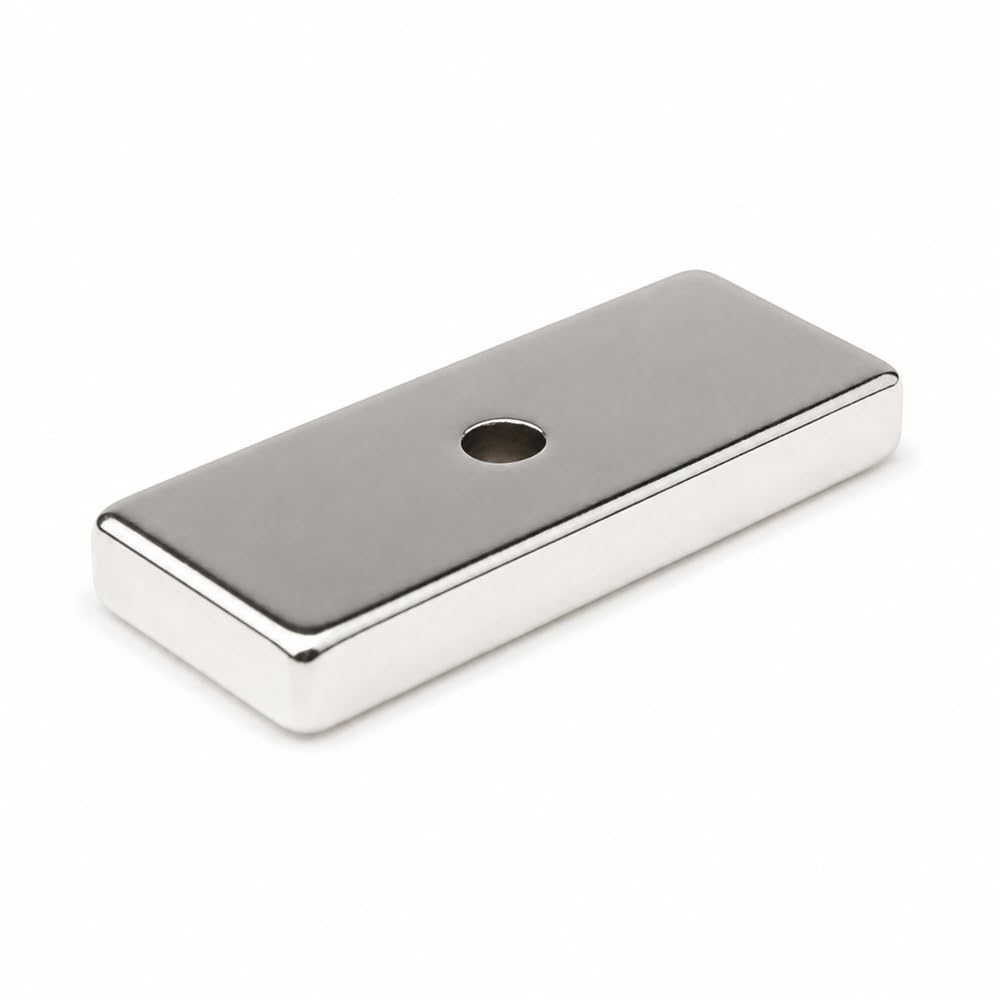 Imán de placa de neodimio MP£ 40 x 15 x 5 N38 para un tornillo 10 unidades