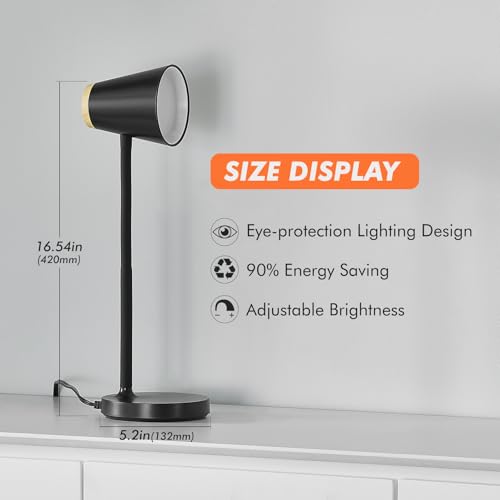 Image of EJIAXIN Desk Lamp for College Dorm Room - Small LED Desk Lamp Touch Dimmable Reading Light for Home Office - Adjustable Flexible Gooseneck Table Lamp for Bedside Bedroom Nightstand Black