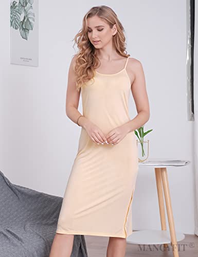 Mancyfit Full Slip Dress For Women Spaghetti Strap Under Cami Slit Soft Sleeveless Nightgowns (Large, Nude) #TOP4
