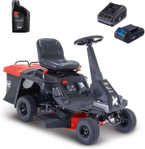 Scheppach Tondeuse autoportée à Essence MR230-61 - 6 PS - Démarrage électrique - Largeur de Coupe 61 cm - Hauteur de Coupe 35-75 mm - Bac 150L - Huile...