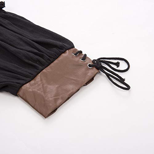 Belle Poque Women's Elastic Off Shoulder Lace-Up Front Smocked Waist Tops Black Size L steampunk buy now online