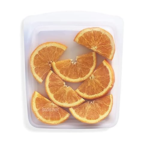 Stasher Premium Silicone Reusable Food Storage Quart Bag, Clear | Microwave, Sous Vide, Dishwasher, Oven and Freezer Safe | BPA Free, Leak-free, Eco-friendly, 64 Oz Cover