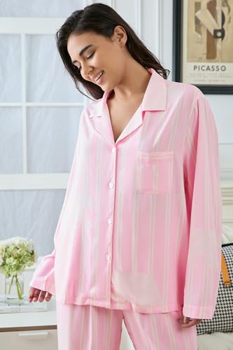 Image of YiNi LuLu Womens Pajamas Set 2 Piece Long Sleeve Sleepwear Button Down Pjs Lounge Set Nightwear with Pockets