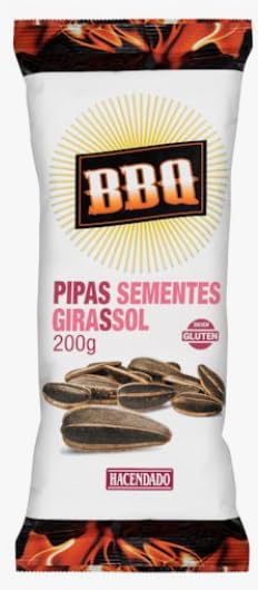 BBQ Pipas Sementes Girassol con Sapore Barbecue, Tostate, 200g, pack 5
