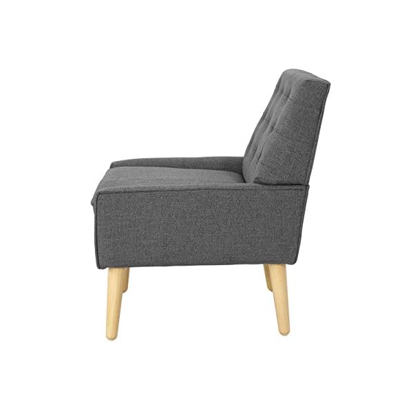 GDF Studio Eonna Buttoned Mid Century Modern Fabric Chair, Charcoal - Image 5