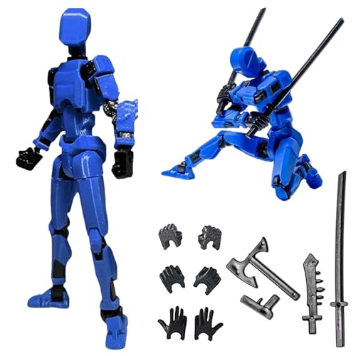 Image of Titan 13 Action Figure, Assembly Completed 3D Printed Action Figure, Multi-Jointed Movable Dummy Robot, Articulated Desktop Toy for Collectors, Poseable Desk Decoration, Gifts for Kids Adults (Blue)