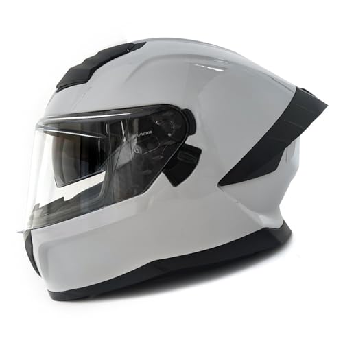 RYDZCLH Casques De Moto, Casque De Moto Intégral Approuvé Dot avec Double Visière Rabattable, Casques De Moto pour Hommes Et Femmes pour Scooter De Rue, VTT, Vélo Électrique,Gris,M 55~56cm