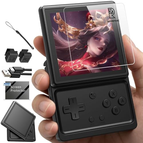 RG Rotate Retro Handheld Game Console 3.5 Swivel Screen Android Portable Player Unisoc T618 Chip 3GB+32GB 2000mAh Battery Aluminum Alloy + Plastic (Black)