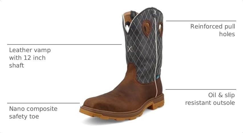 Image of Twisted X Men's 12 inch Pull On Nano Composite Toe UltraLite X Waterproof Western Work Boot