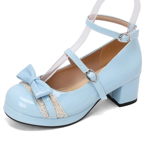 Sweet Patent Block Heel Round Toe Girl Princess Shoes