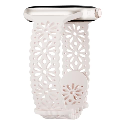 Image of Slim Lace Hollow-out Floral Silicone Bands Compatible with Apple Watch Band
