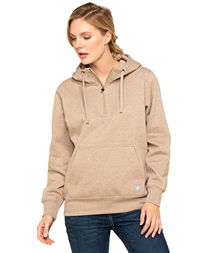 Image of ARIAT Women's Dark Oatmeal Heather Rebar Skill Set Zip Hoodie Oatmeal XX-Large