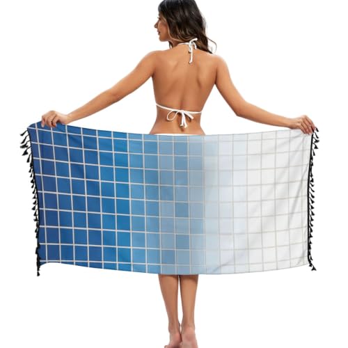 Pareo para traje de baño con degradado azul a blanco informal 3