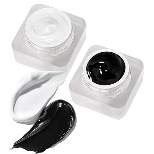Gel de uñas blanco y negro 2 frascos con pincel miniatura 1