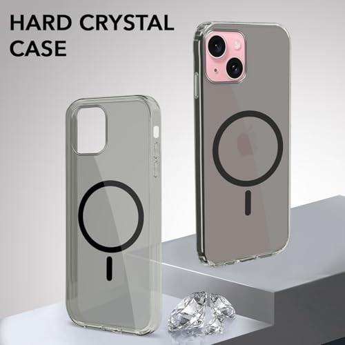 Image of Jkobi Lifetime Anti-Yellow MagSafe Compatible Clear Back Cover Case for Apple iPhone 15 (Sleek Hard Crystal | Shockproof and Camera Protection)