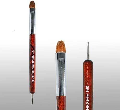 EZE Premium Kolinsky French Manicure 180 Nail Brush with Dotting Tool End
