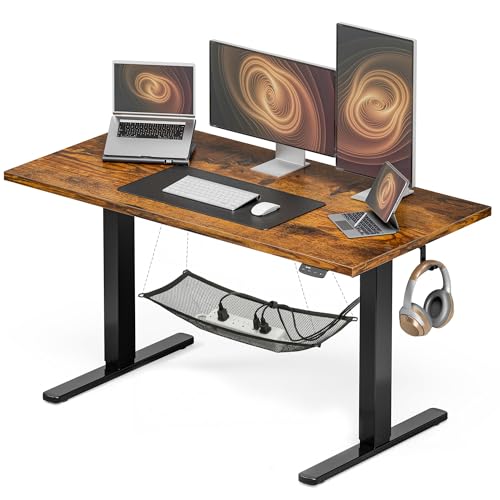 Acrolix Electric Standing Desk, Height Adjustable Home Office Desk with Memory Presets & Cable Management,Rustic Brown Sit Stand Desk for Work from Home, Ergonomic Computer Desk (48' x 24')