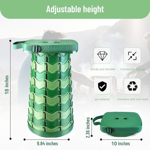 Image of Outward Gear Upgraded Folding Stool Large Square Surface 550lbs Load Capacity Heavy Duty Collapsible Portable Telescopic Stool for Camping Travel Hiking (Camouflage)