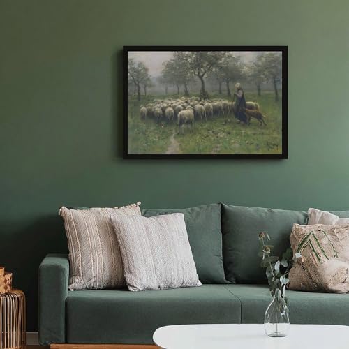 Impression sur toile Bergère et moutons 50x76 cm pour habiller un mur vide facilement - 6