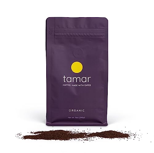 Date Coffee By Tamar | Unique Organic Coffee & Organic Dates Blend, Low Acid Coffee, Medium Roast, Ground, Dietary Fiber, Prebiotics, Minerals & Antioxidants (12Oz/21 Servings) #TOP2