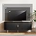 DHH 55 Inch Mid Century Modern TV Stand with Power Outlet for TVs up to 60 Inch, Entertainment Center with Storage and Adjustable Shelves, Media Console with Sliding Doors for Living Room(Black)