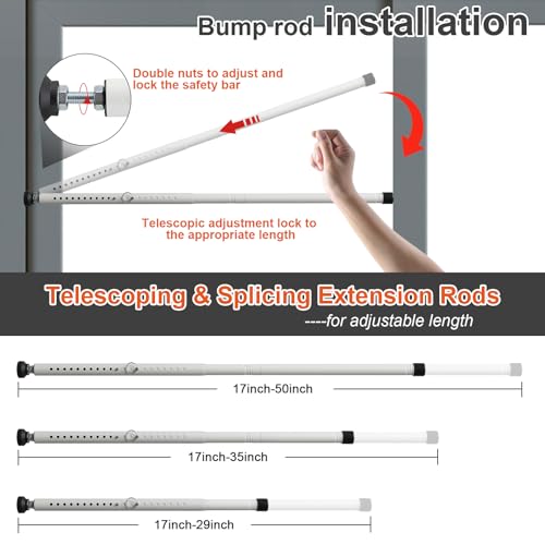Jaotrel SLIDING DOOR LOCK 17 Inch - 51 Inch Sliding Door Security Bar Heavy Duty Sliding Glass Patio Door Security Bar Window Security Bar Inside Childproof Adjustable Interior White thumb #3