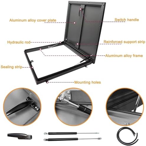 Heavy-Duty Aluminum Roof Access Hatch - Secure Door for Basement Exit & Skylight Cover, Weatherproof, Durable, Easy Access, Ideal for Commercial Use