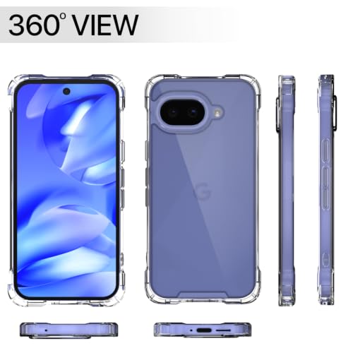 Image of Outlouders Back Cover for Google Pixel 9A Clear Transparent PC + TPU Bumper Case with Raised Edges for Shockproof Protection (Transparent)
