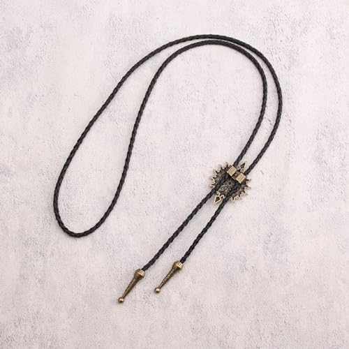 Image of Jeilwiy Bolo Tie for Men Western Cowboy Tie Necklace Gold Bolo Tie Leather Necktie Halloween Tie Accessories for Women