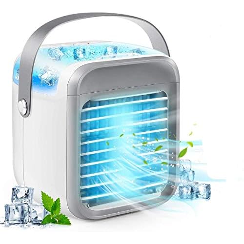 Portable Air Conditioner Personal Ultra Mini Cooler 3 in 1 Conditioners for Home Compact Evaporative Mobile Small Con Humidifier Wind Speed Aircon Unit Fan with Water Tank Office Gray