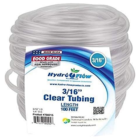 Hydro Flow 100-Feet Roll Vinyl Tubing with 3/16-Inch Internal Diameter and 1/4-Inch Outer Diameter, Clear Cover