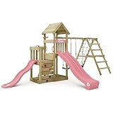 Wickey Spielturm Skyflyer 120 & 90 mit pastellpinker Rutsche und pastellpinker...