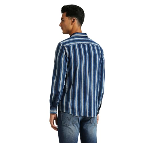 Image of Pepe Jeans Men's Cotton Striped Regular Fit Shirt