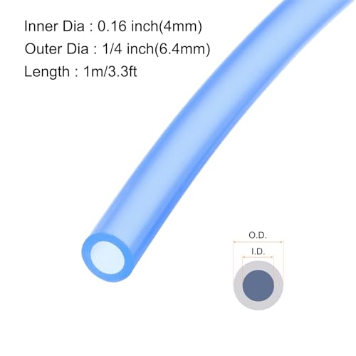 Image of 1m(3.3ft) 4mm(0.16 inch) ID x 6.4mm(1 /4 inch) OD Silicone Tubing Blue Industrial Plastic Tubing Pure Silicone Hoses for Pump Siphoning Draining Irrigation Brewing