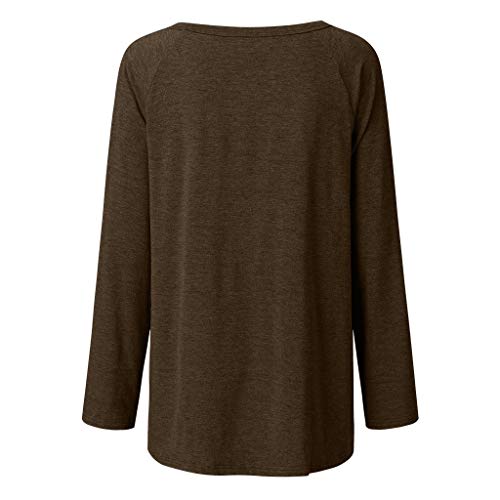 Aniywn Women's Plus Size Sweatshirt Tops Ladies Baggy Long Sleeve Thin Solid Pullover Blouse T Shirts(Brown,L4)