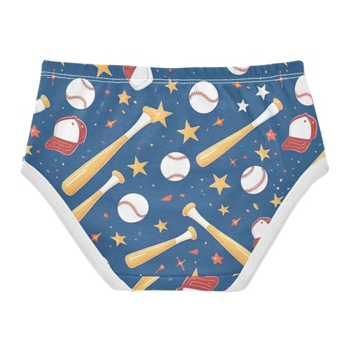 Wusikd Baseball Girls' Underwear Cotton Stars Girls Briefs Soft Toddler Underwear 2T2