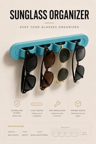 Image of Sunglasses Organizer, Wall Glasses Holder, Acrylic Sunglasses Display, Eyeglass Organizer for Multiple Glasses for Office & Home Decor, Unique Gifts for Husband, Women & Girls