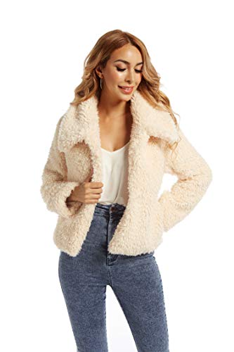 Sugar Poison Women Winter Coats 2022 Women's Long Sleeve Fluffy Faux Fur Warm Coat Sherpa Jacket Outwear S #TOP1